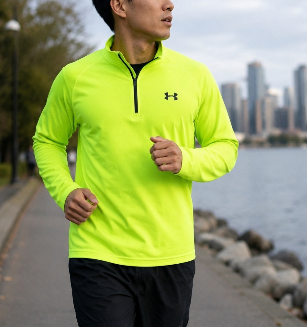 Under Armour Neon Green  Quarter Zip Jacket Men’s Size L Athletic Pullover